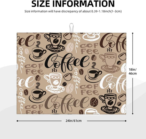 Brown Coffee Maker Beans Theme Microfiber Absorbent Reversible Dish Drying Mat For Kitchen Counter Xl Large Pad 18 X 24 Inch...