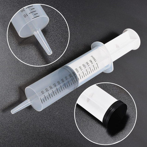 4 Pack 150ml/cc Large Syringe with Cap, Individually Sterile Sealed Plastic Liquid Syringes with Measurement for Scientific Labs, Measuring Liquid...
