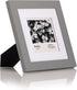 Gallery Solutions - 8"x8" Flat Grey Wall Frame - Double White Mat - Wall/Wall Mount Display - Perfect Fit for 5"x5" Photos - Versatile Mounting Op...