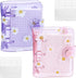 2 Sets Mini Transparent 3 Ring Binder Covers with Daisy Pattern Binder Inner Paper and Pockets Clear Soft PVC Notebook Loose Leaf Binder with Snap...