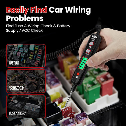 OBDResource Car Voltage Power Circuit Probe Tester, 0.8-100V DC Voltage Tester Automotive Test Light with Continuity Test Electrical Tester Car Fu...