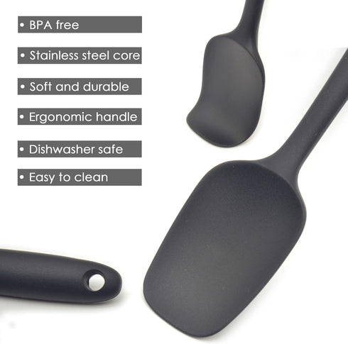 MaxDare Silicone Spatulas and Spoon Set, One-Piece Design Heat Resistant Dishwasher Safe Kitchen Utensil for Baking Cooking Stirring, Non Stick BP...