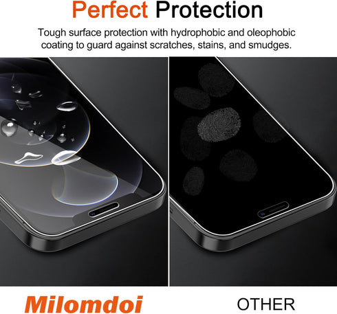 Milomdoi 3 Pack Screen Protector for Apple iPhone 12 Pro with 3 Pack Tempered Glass Camera Lens Protector, Ultra 9H Accessories, Case Friendly, Mo...