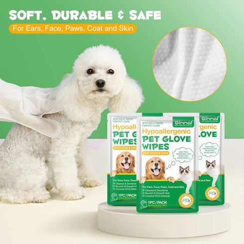 Dog Cleaning Wipes Gloves, Cleaning & Deodorizing Pet Oral Wipes for Cat Cleansing Teeth Glove Wipes - Reduces Plaque and Freshens Breath, Also Us...