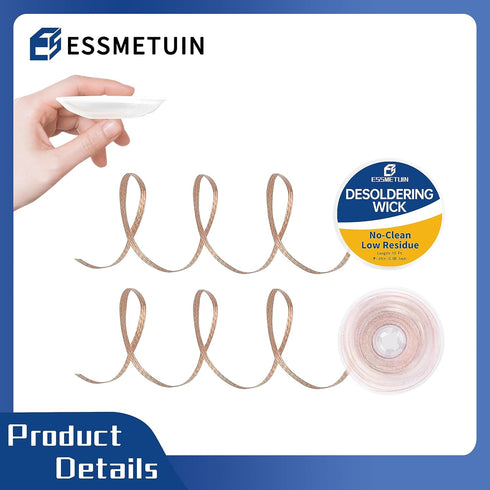 Essmtuin Solder Wick Braid 2x10Ft with Flux for Electronic, 2 Roll Desoldering Wick Braid Remover Solder, No-Clean Soldering Wick Used to Disassem...