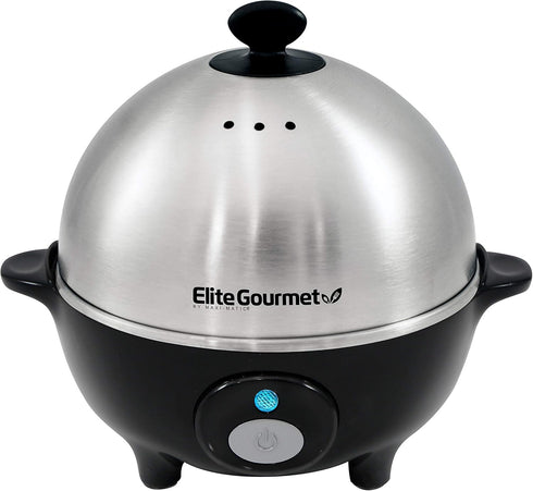 Elite Gourmet EGC-508 Rapid Egg Cooker, 7 Easy-To-Peel, Hard, Medium, Soft Boiled Eggs, Poacher, Omelet Maker, Auto Shut-Off, Alarm, 16-Recipe Boo...