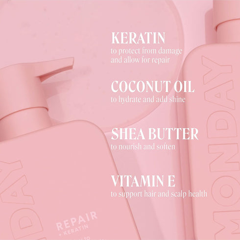 MONDAY HAIRCARE Repair Conditioner 12 oz. (354 ML) for Dry to Damaged Hair, Made with Keratin, Coconut Oil, Shea Butter and Vitamin E...