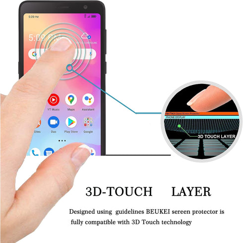 beukei (3 Pack) Compatible for Alcatel TCL A3 (A509DL) Screen Protector Tempered Glass, (5.5 inch) Touch Sensitive,Case Friendly, 9H Hardness......