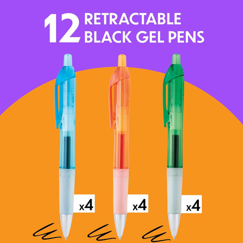 BIC Intensity Clic Black Gel Pens, Medium Point (0.7mm), 12-Count Pack, Retractable Gel Pens With Comfortable Grip (packaging may vary)...