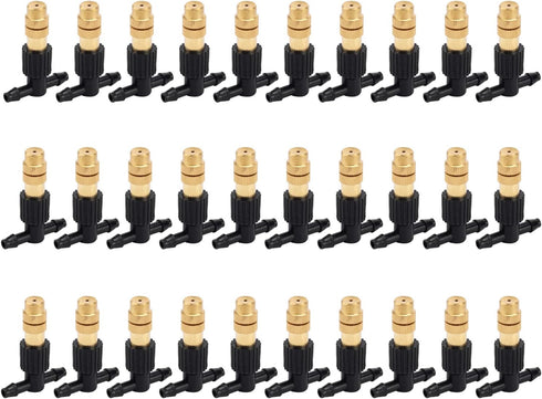 ACBungji 30pcs Brass Misting Nozzles Three-way Connector Drip Irrigation Nozzle 4/7 Inches Adjustable Atomizing Nozzle Cooling Misting System for ...