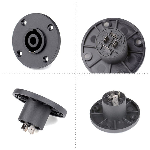 ITSROXUS Upgraded Audio Speaker Plug Kit, 4 Pole Twist Lock Speaker Plug Female Panel Mount Compatible with Neutrik Speakon NL4FC, NL4FX, NLT4X, N...