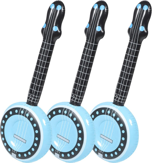 Beach 3pcs Inflatable Rock Star 80s 90s Party Decorations Inflatable Party Props Musical Instrument Blow up Banjo Carnival Party Favors Kids...