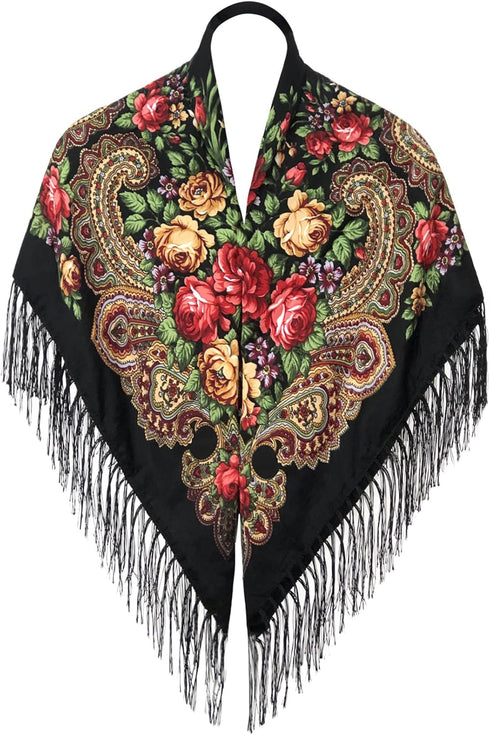 Russian Style Muffler Warm Scarf with Tassel Women's Traditional Scarf Wrap Shawl Fringes Printing Cape...