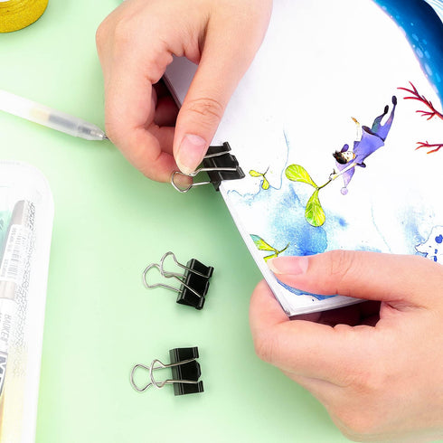 ZZTX Black Binder Clips Paper Clamps Clips Small Size, 0.75 Inches, 36 Pack...