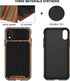 TENDLIN Compatible with iPhone XR Case Wood Grain with Carbon Fiber Texture Design Leather Hybrid Slim Case Compatible with iPhone XR (Carbon & Le...