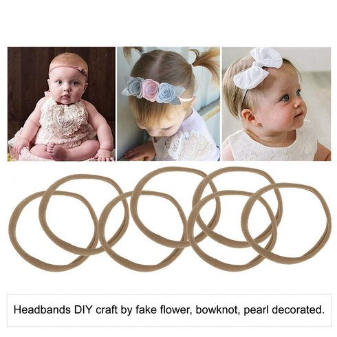 100 Pack Bulk Super Soft Stretchy Elastic Nude Skin Color Nylon Headbands Bow Khaki Brown Ivory Skinny Slim Turban Headwrap Hair Ties Ponytail Hol...