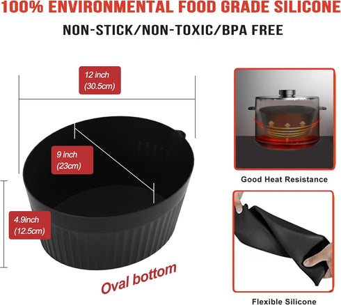 Slow Cooker Divider Silicone Liners, 7 Qt & Slow Cookers Compatible, Cook Two Dishes At Once - Easy Cleanup Dishwasher, Bpa Free 7 Quart Liners Bl...