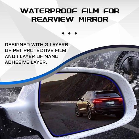 4PCS Car Rearview Mirror Films, Waterproof Rainproof Anti Fog Glare Rear View Mirror Protective Stickers, HD Nano Coating Side Mirror Rain Guards ...