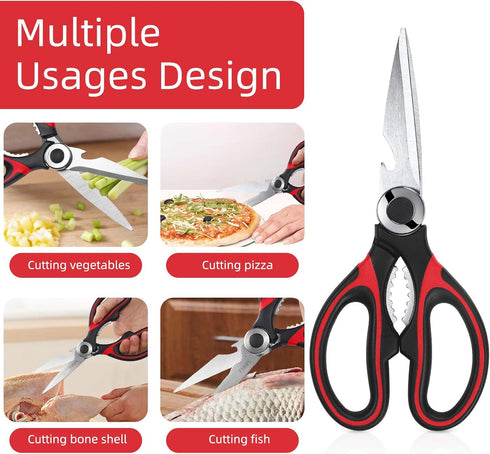 Kitchen Scissor For General Use 2-Packs,Heavy Duty Kitchen Raptor Meat Shears,Dishwasher Safe Cooking Scissors, Stainless Steel Multi-function Sci...