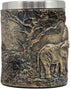 Ebros Animal Totem Spirit Safari Elephant And Calf Family Mug Textured With Rustic Textured Tree Bark Design In Painted Bronze Finish 12oz Drink B...