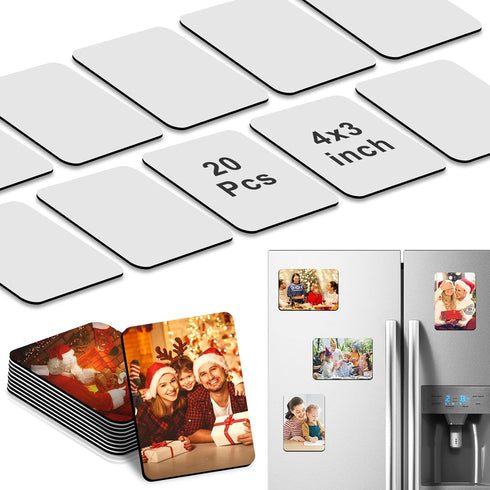 Sublimation Magnet Blanks 4x3 inch, Sublimation Blank Fridge Magnets - 20PCS Personalized Sublimation Blanks Products for DIY Kitchen Refrigerator...