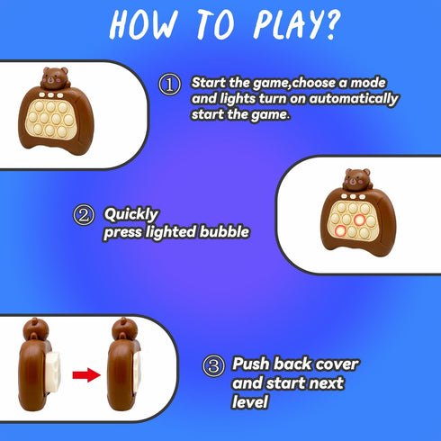 Handheld Fast Speed Pushing Game Pop The Target Interactive Educational Sensory Fidget Toy for Kids Adults Fun Gift for Children 3-12 (Bear)...
