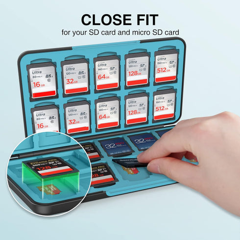HEIYING SD Card Holder for Memory SD Card and TF Card, Portable SD Card Holder SD SDHC SDXC TF Card Storage with 20 SD Cards Slots & 20 Micro SD C...
