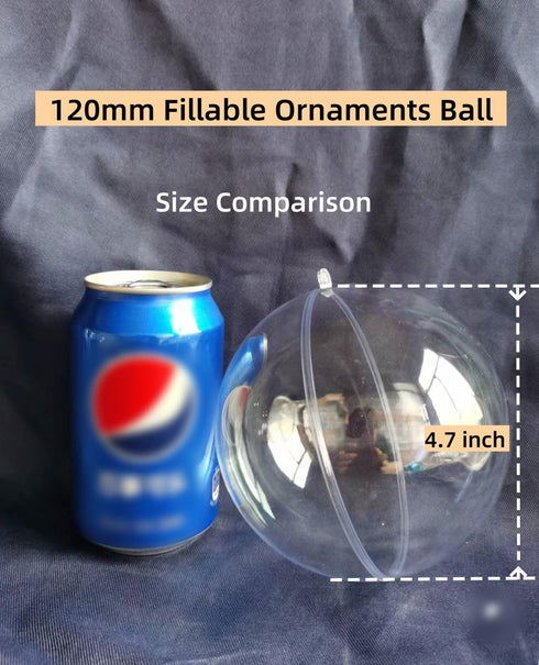 Clear Plastic Fillable Ornaments Ball, DIY Ornaments for Christmas, Wedding, Party, Home Decor (120mm/5pcs)...