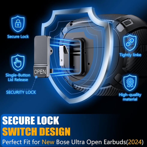 for Bose Ultra Open Earbuds Case Cover (2024) with Cleaner Kit,Military Hard Cover with Lock for Bose Open Ear Earbuds Charging Case Accessories w...