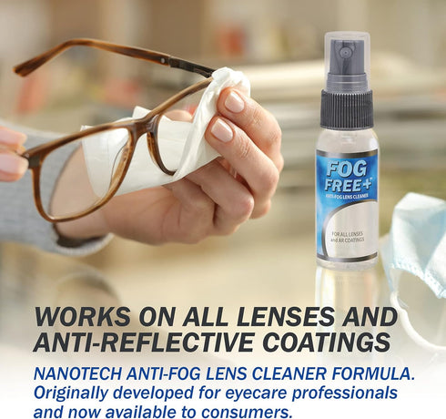 Fog Free Plus Anti-Fog Spray for Glasses - Lens Cleaner and Defogger - Effective on All Lenses and Anti-Reflective Coatings - Prevents Fog on Eyeg...
