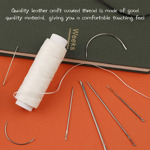 32 Yards Waxed Thread with Leather Hand Sewing Needles,150D Flat Sewing Waxed Thread and Leather Repair Needles for Home Upholstery Carpet Leather...