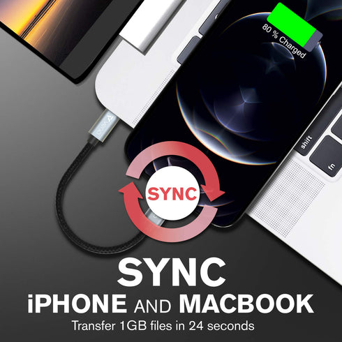 VENA USB C to Lightning Cable - 6 inch (2 Pack), (Apple MFI Certified) 18W Fast Charge Power Delivery Nylon Braided Apple Charger Compatible with ...