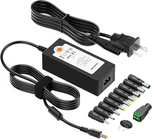 POWSEED Universal AC Adapter 45W 5V 6V 7.5V 9V 12V 13.5V 15V DC Power Supply 1A 2A 3A for Household Electronics Routers CCTV IP Cameras Speaker LE...