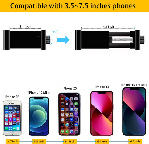 Drill Base Truck Phone Stand for 3.5~7.5 inches iPhone/HTC/LG/Nexus/Huawei/Smart Phones, Fit for Truck, Car,Van, Vehicles, 360°Adjustable Aluminum...