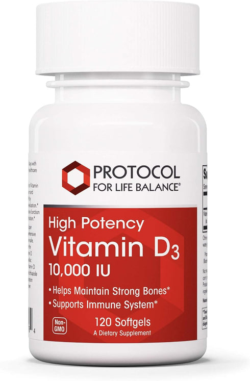Protocol Vitamin D3 10,000 IU - Bone & Immune Support* - Dietary Supplement for Immunity & Bone Mineralization* - Extra Virgin Olive Oil - Non-GMO...