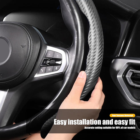 Pack-2 Car Steering Wheel Covers, Carbon Fiber Steering Wheel Protectors, Universal Non Slip Steering Wheel Covers (Black)...