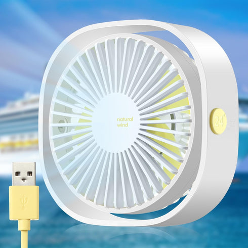 Cruise Ship Approved Travel Fan USB Fan Portable Travel Fan Cruise Ship Essentials Small Desk Fan for Cruise Travel Office Bedroom Home Sleeping D...