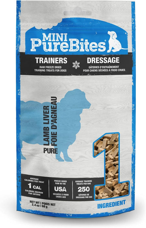 PureBites Mini Lamb Freeze Dried Dog Treats, 1 Ingredient, Made in USA, 2.4oz...