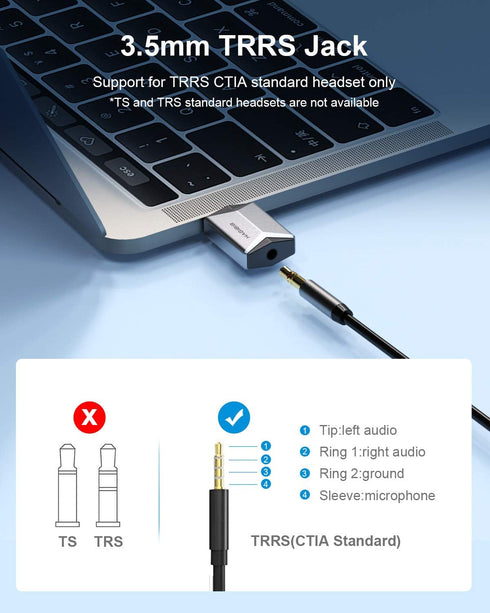 Hagibis USB External Sound Card Adapter Alloy 2 in 1 USB to 3.5mm AUX TRRS Headphone and Microphone Jack Audio Adapter Mic Stereo Sound Card for W...
