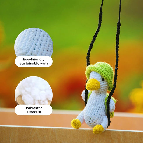 BUNNY Crochet Swing Duck Car Hanging Ornament, Accessories for Rearview Mirror, Car Pendant Duck Hanging Swing, Handmade Hanging car Charm, usable...