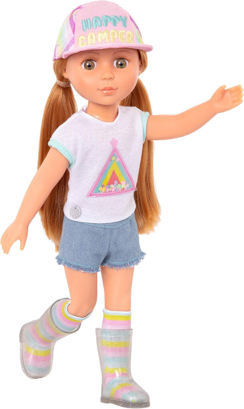 Glitter Girls – Astrid 14-inch Poseable Doll – Red Hair & Hazel Eyes — Camping Outfit, Matching Cap, and Glitter Boots –Toys, Clothes, and Accesso...