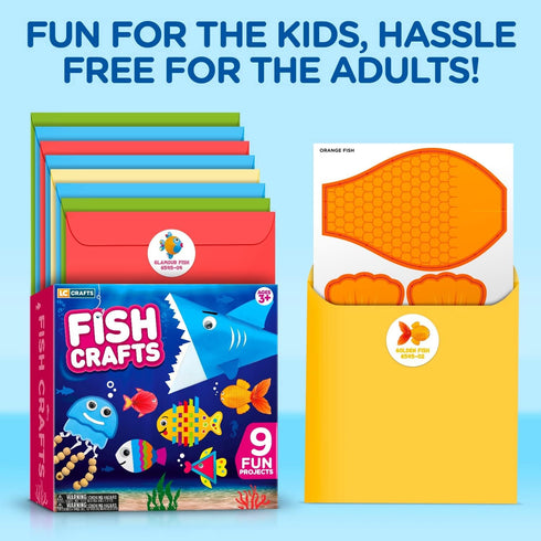 Arts and Craft Kit for Toddlers Ages 3, 4, 5 Years - Craft 9 Fun Fish Characters...