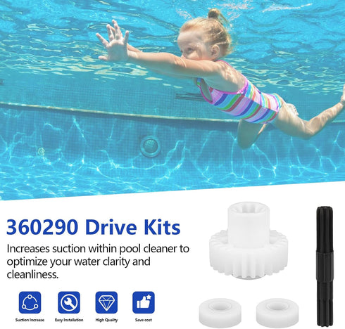 360290 Right Drive Kit Pool Cleaner Replacement Parts Bearings for Pentair Kreepy Krauly Rebel & Kreepy Krauly Warrior Pool Automatic Suction Clea...