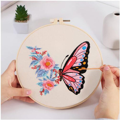 Tolovis Animal Butterfly Embroidery Kits for Beginners with Floral Patterns Pattern, Easy DIY Craft Punch Needle Starter Cross Stitch Kit DIY Need...