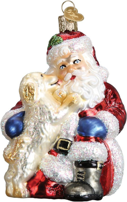 Old World Christmas Ornaments Santa Puppy Love Glass Blown Ornaments for Christmas Tree...