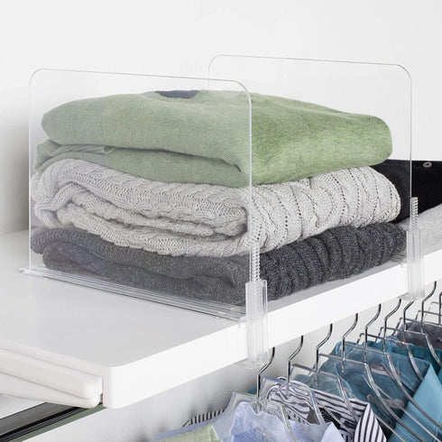 Richards Homewares Acrylic Shelf dividers 2 Pack- Closet Organizer and Storage for Purses, Sweaters, Clothes or Books - Clear Separators for Bedro...