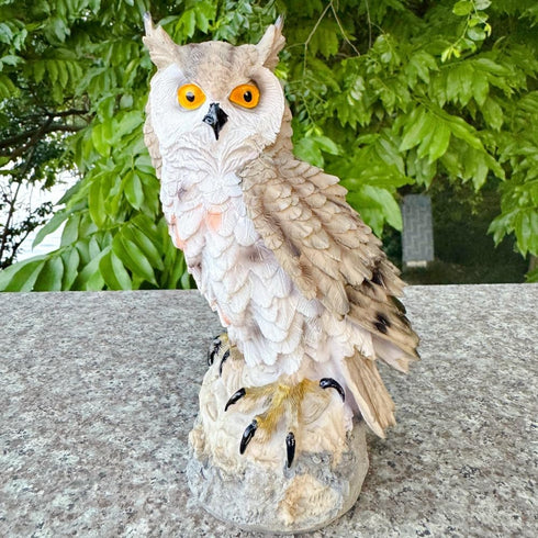 Garden Outdoor Owl Statue,Scare Bird Away Outdoor Resin Owl Figurine Owl Sculpture for Garden Decor Patio Lawn Yard Decorations (Brown)...