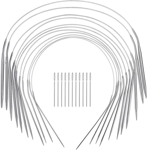 16 Inch Circular Knitting Needles Set, Stainless Steel Round Knitting Needles,11 Pack Sizes 1.5-5mm Metal Circle Knit Needle with Magic Loop for S...