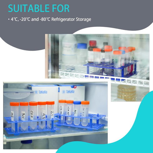 3 Pack Test Tube Rack Centrifuge Tube Holder for 10ml/15ml/50ml, Detachable Plastic Stand 128 Well...