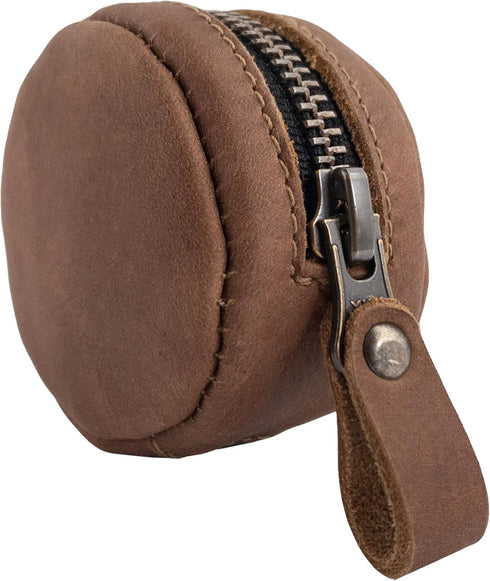 Hide & Drink, Rounded Coin Case, Zippered Wallet, Travel Pouch, Full Grain Leather, Handmade, Single Malt Mahogany...